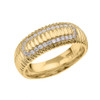 Yellow Gold Diamond Watch Band Design Men's Comfort Fit Wedding Ring