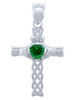 Sterling Silver Celtic Cross Birthstone Pendant Necklace with CZ Heart