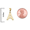 Yellow Gold High Polish Milgrain Solitaire Diamond "A" Initial Pendant Necklace