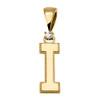 Yellow Gold High Polish Milgrain Solitaire Diamond "I" Initial Pendant Necklace