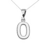 White Gold High Polish Milgrain Solitaire Diamond "O" Initial Pendant Necklace