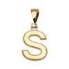 Yellow Gold High Polish Milgrain Solitaire Diamond "S" Initial Pendant Necklace