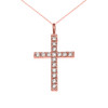 Elegant Rose Gold Cubic Zirconia Cross Pendant Necklace