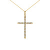 Yellow Gold Diamond Fine Cross Pendant Necklace