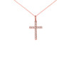 Rose Gold Diamond Cross Charm Pendant Necklace