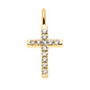 Dainty Yellow Gold Cubic Zirconia Cross Charm Pendant Necklace
