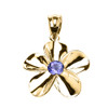 Yellow Gold Hawaiian Plumeria Tanzanite Pendant Necklace