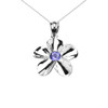 White Gold Hawaiian Plumeria Tanzanite Pendant Necklace