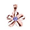 Rose Gold Hawaiian Plumeria Tanzanite Pendant Necklace