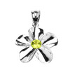 Sterling Silver Hawaiian Plumeria Genuine Peridot Pendant Necklace