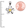 White Gold Hawaiian Plumeria Citrine Dainty Pendant Necklace