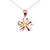 Rose Gold Hawaiian Plumeria Citrine Dainty Pendant Necklace