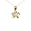 Yellow Gold Hawaiian Plumeria Cubic Zirconia Elegant Pendant Necklace