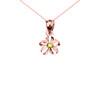 Delicate Rose Gold Hawaiian Plumeria Peridot Charm Pendant Necklace