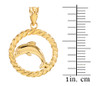 Gold Jumping Dolphin in Circle Rope Pendant Necklace