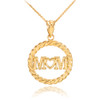 Gold MOM Heart in Circle Rope Pendant Necklace