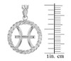 Sterling Silver Pisces Zodiac Sign in Circle Rope Pendant Necklace