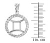 White Gold Gemini Zodiac Sign in Circle Rope Pendant Necklace
