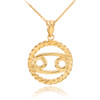 Gold Cancer Zodiac Sign in Circle Rope Pendant Necklace