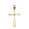 Yellow Gold Solitaire Diamond Cross Beautiful Pendant Necklace