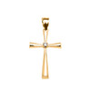 Yellow Gold Solitaire Diamond Cross Elegant Pendant Necklace