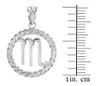 Silver Scorpio Zodiac Sign in Circle Rope Pendant Necklace