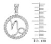 White Gold Capricorn Zodiac Sign in Circle Rope Pendant Necklace