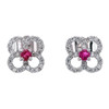 Diamond and Ruby 4 Leaf Clover White Gold Stud Earrings