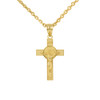 Yellow Gold St. Benedict Crucifix Pendant Necklace (1.10")