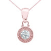 Solitaire Cubic Zirconia Rose Gold Pendant Necklace