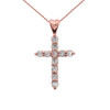 Rose Gold Elegant Cubic Zirconia (CZ) Cross Pendant Necklace