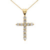 Yellow Gold Elegant Cubic Zirconia (CZ) Cross Pendant Necklace