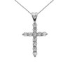 White Gold Elegant Cubic Zirconia (CZ) Cross Pendant Necklace