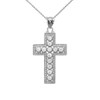 White Gold Cross Pendant Necklace With Cubic Zirconia