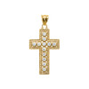 Yellow Gold Cross Pendant Necklace With Cubic Zirconia