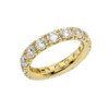 4mm Comfort Fit Yellow Gold Eternity Band With 7 ct April Birthstone Cubic Zirconia