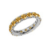 4mm Comfort Fit White Gold Eternity Band With 3.25 ct November Birthstone Genuine Citrine