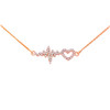 14K Rose Gold Lifeline Pulse Heartbeat Heart Diamond Pendant Necklace