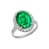 Sterling Silver Engagement Ring With 10 ct Oval Green CZ Center Stone