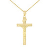 Yellow Gold Jesus Crucifix Cross Pendant Necklace ( 1.60")