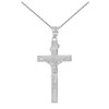 White Gold Jesus Crucifix Cross Pendant Necklace ( 1.60")