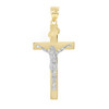 Two Tone Yellow Gold and White Gold Jesus Crucifix Cross Pendant Necklace ( 1.60")