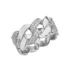 White Gold Link Chain Design Diamond Unisex Eternity Band