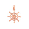 Rose Gold Nautical Ship  Wheel Pendant Necklace