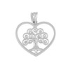 Sterling Silver Tree of Life Open Heart Filigree Pendant Necklace