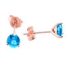 Rose Gold Blue Topaz Martini Stud Earrings