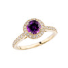 Yellow Gold Diamond and Amethyst Engagement/Proposal Ring