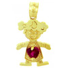 CZ Red Heart Girl Yellow Gold Birthstone Charm