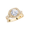 Yellow Gold Twisted Halo Engagement/Proposal Ring With Cubic Zirconia