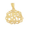 Solid Yellow Gold Super Dad Filigree Pendant Necklace